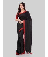 DESH BIDESH Women`s Handloom Pure Cotton Saree Abhiprithi Royal Design Without Blouse Piece(Black)